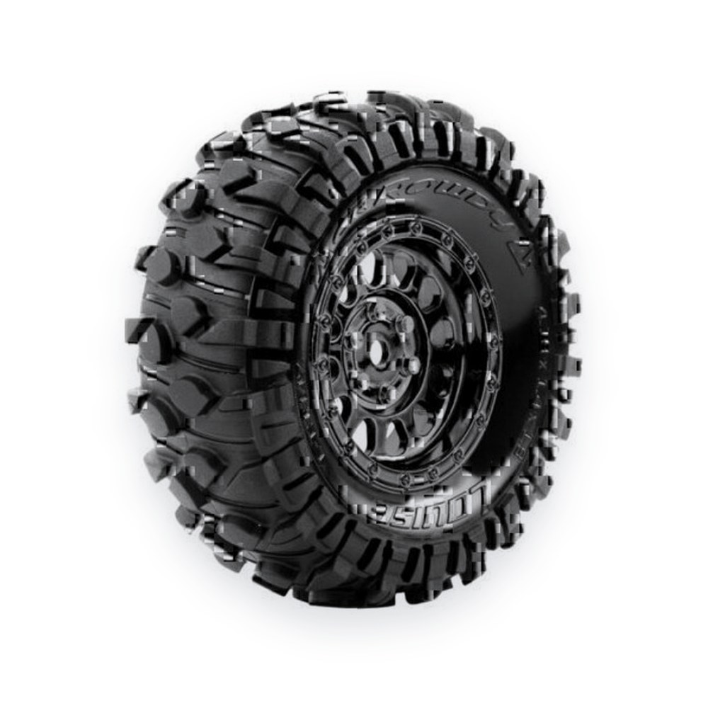 Louise RC 1:10 Cr-Rowdy 1.9 Class 1 Crawler Tires, 12mm Hex, On Black Chrome