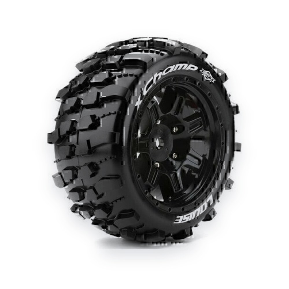 Louise RC Monster Truck Mft X-Champ Sport Tires, 24mm Hex, Mounted On Black