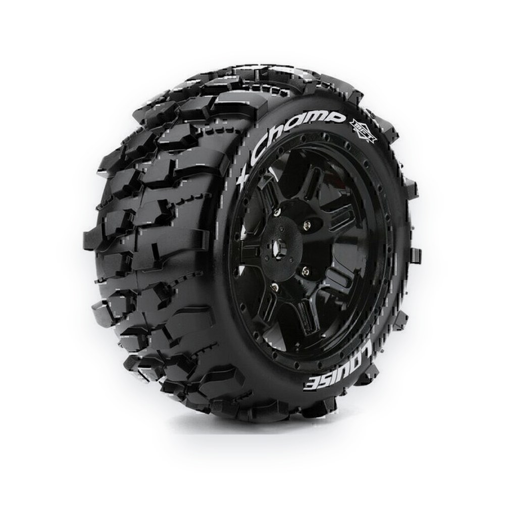 Louise RC Monster Truck Mft X-Champ Sport Tires, 24mm Hex, Mounted On Black