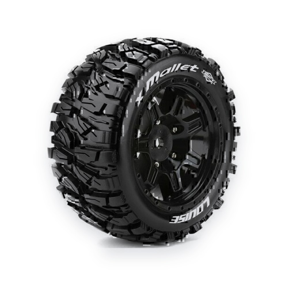 Louise RC Monster Truck Mft X-Mallet Sport Tires, 24mm Hex, Mounted On Black