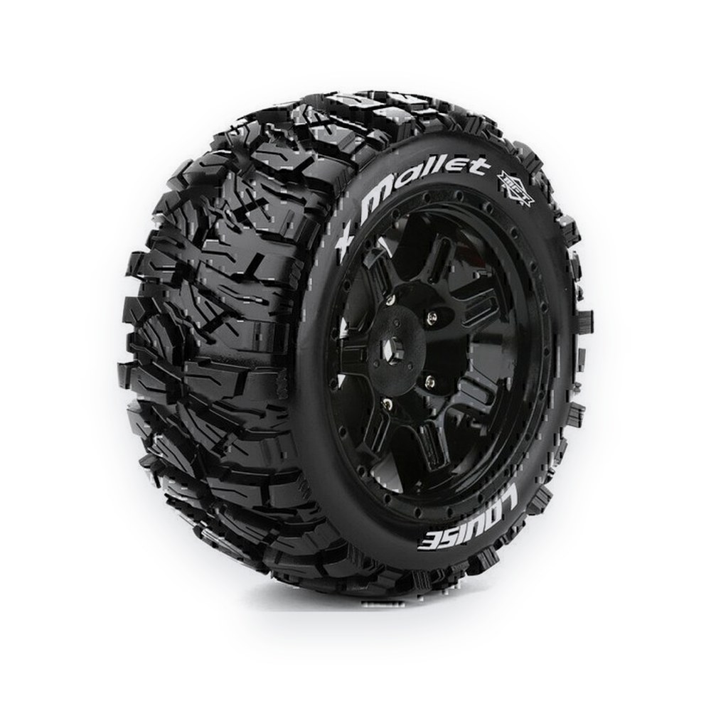 Louise RC Monster Truck Mft X-Mallet Sport Tires, 24mm Hex, Mounted On Black