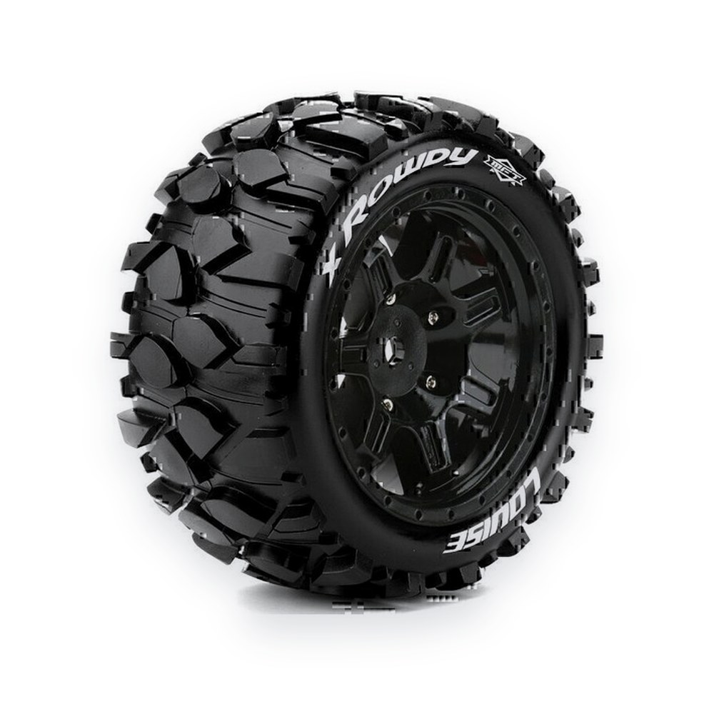 Louise RC Monster Truck Mft X-Rowdy Sport Tires, 24mm Hex, Mounted On Black