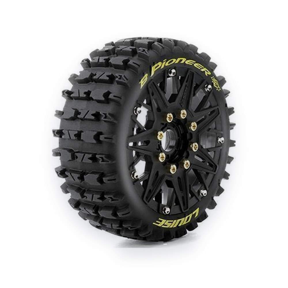 Louise RC 1/8 Buggy Mft B-Pioneer Soft Tires, 17mm Hex, 0 & 1/2 Offset, Mounted