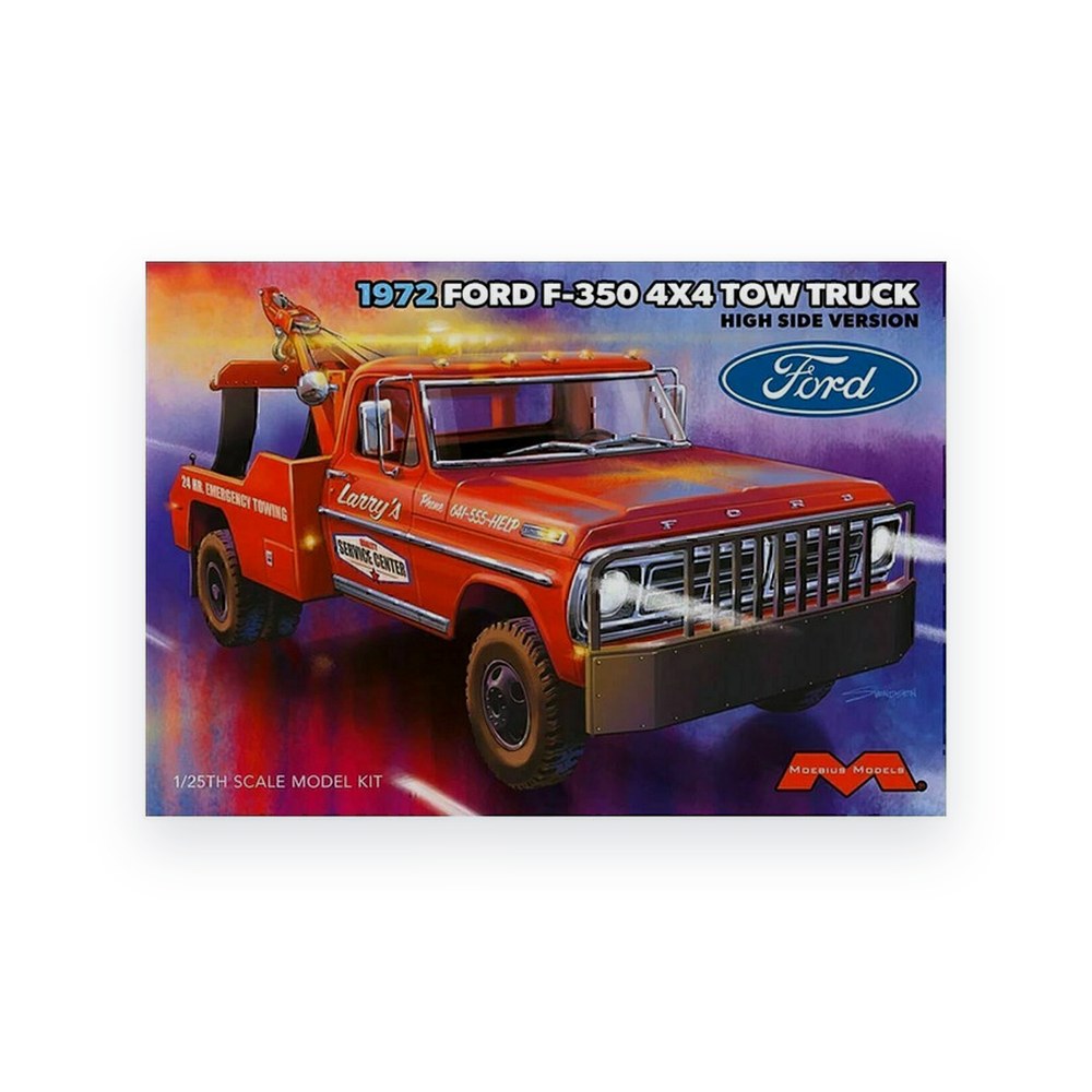 Moebius Models 1972 Ford F-350 Wrecker 4x4, High Side, 1/25, Plastic Model Kit