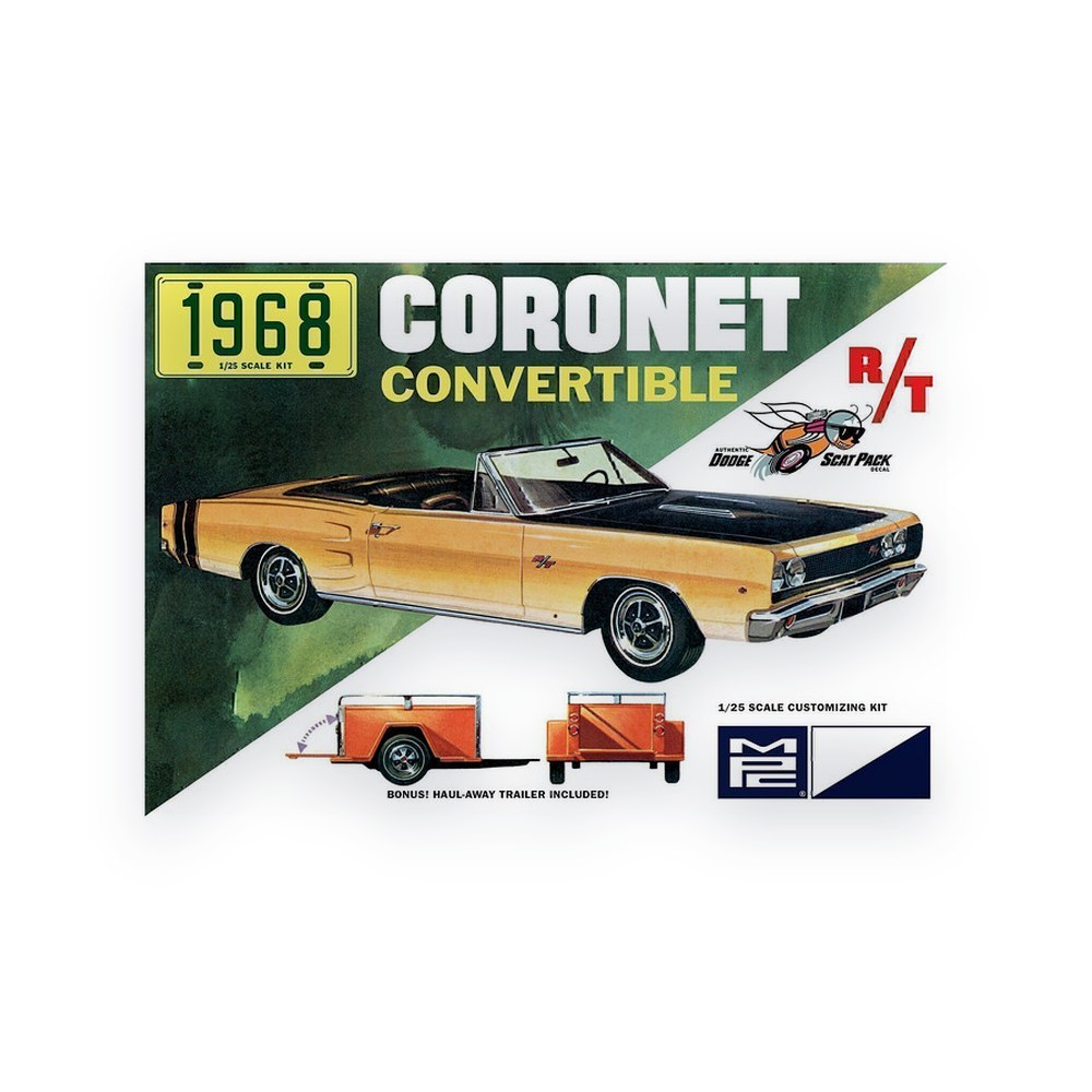 MPC 1968 D0DGE Coronet Convertible, with Trailer, 1/25 Plastic Model Kit