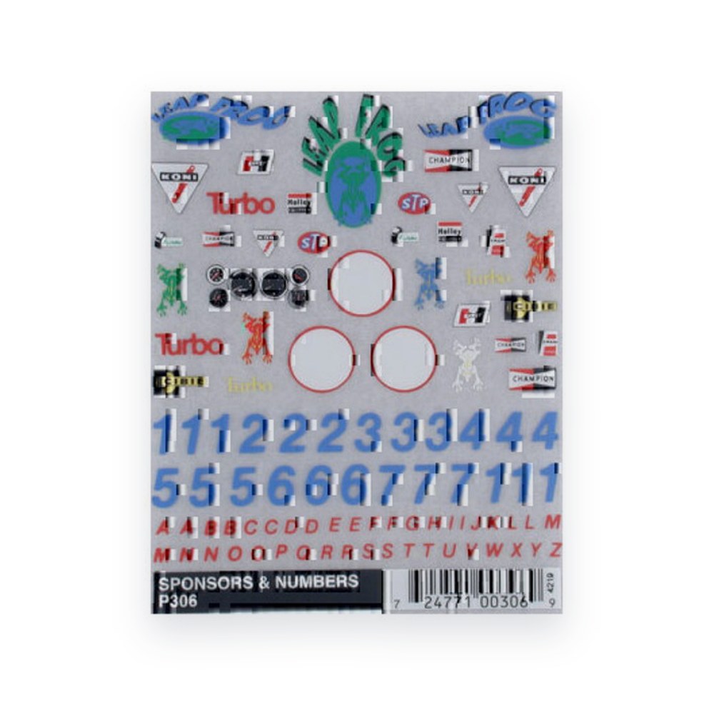 Pinecar Sponsors & Numbers Dry Transfer Decals