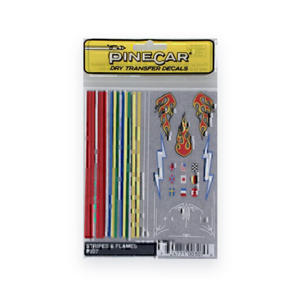 Pinecar Stripes & Flames Dry Transfer Decals