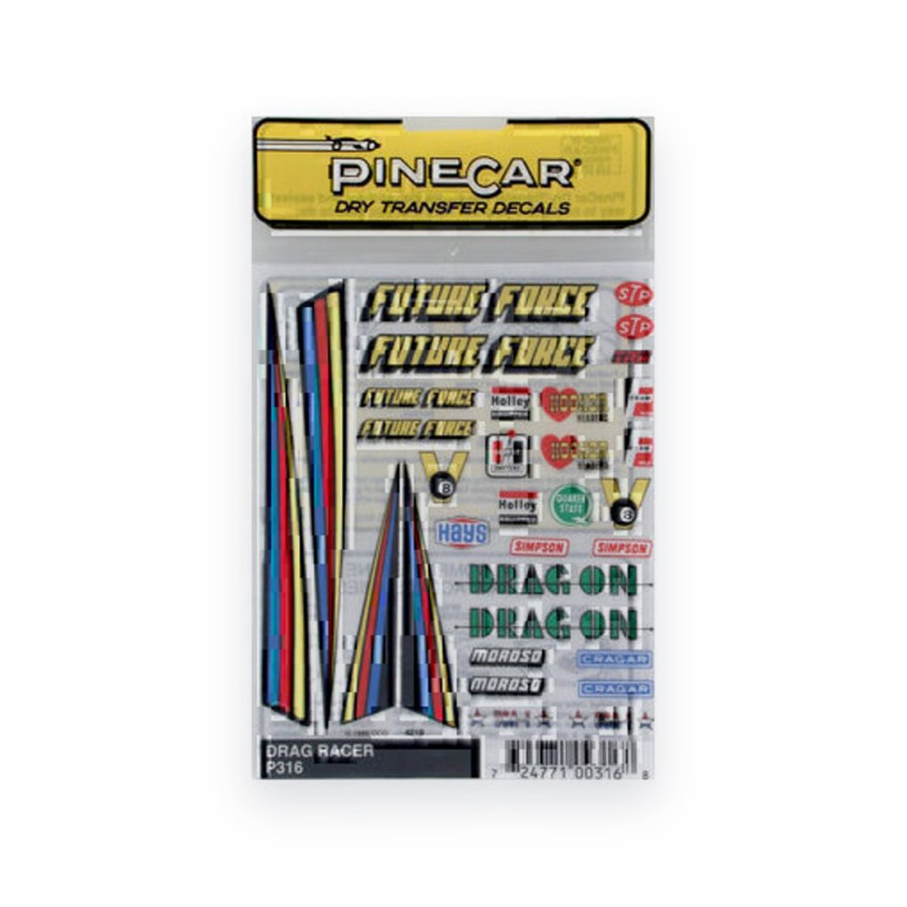 Pinecar Drag Racer Dry Transfer Decals