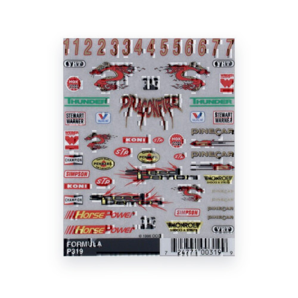 Pinecar Formula Dry Transfer Decals