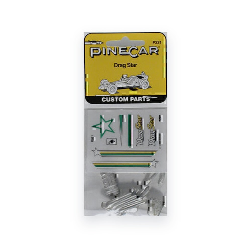 Pinecar Drag Star Custom Parts, with Decals