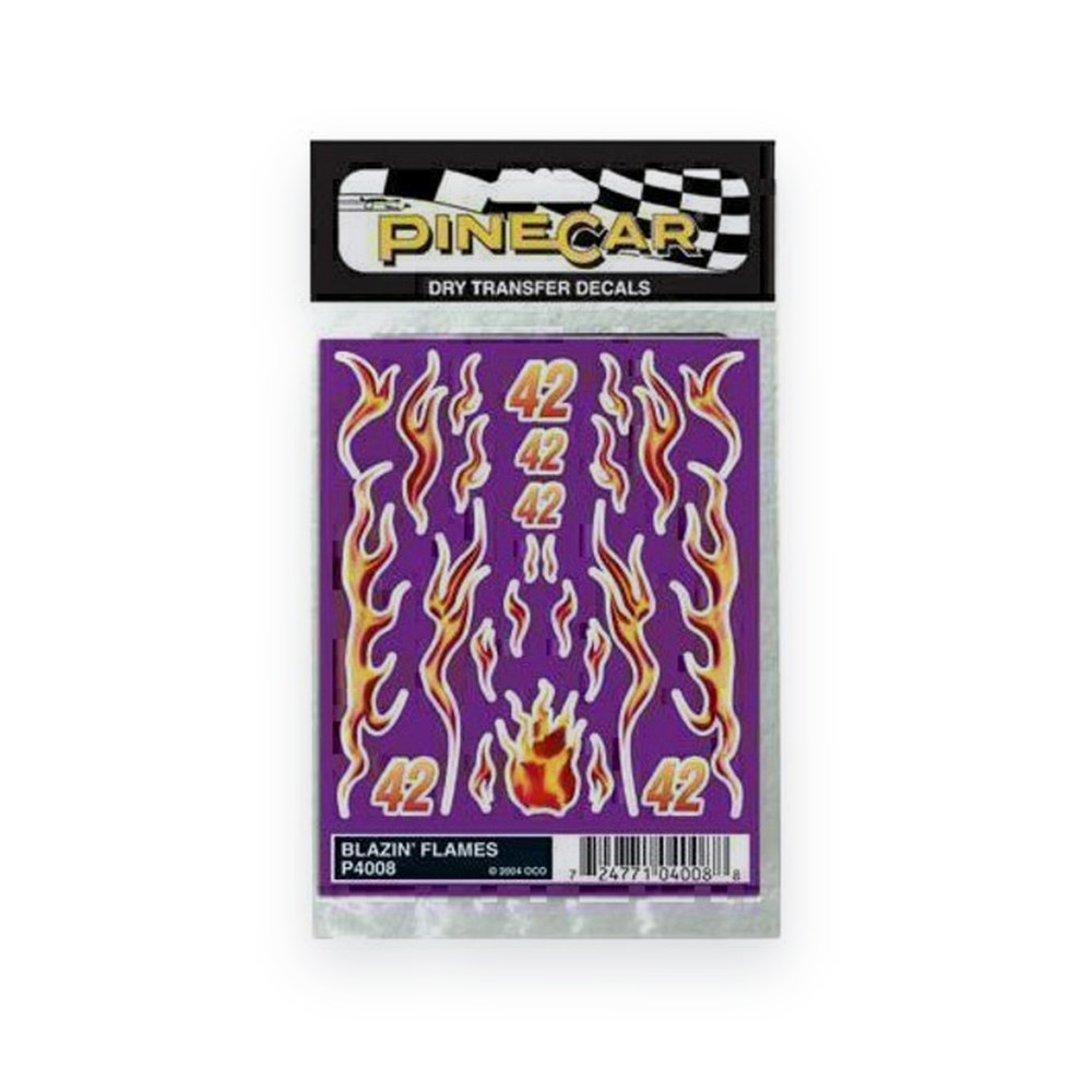 Pinecar Dry Transfer Decals, Blazin Flames