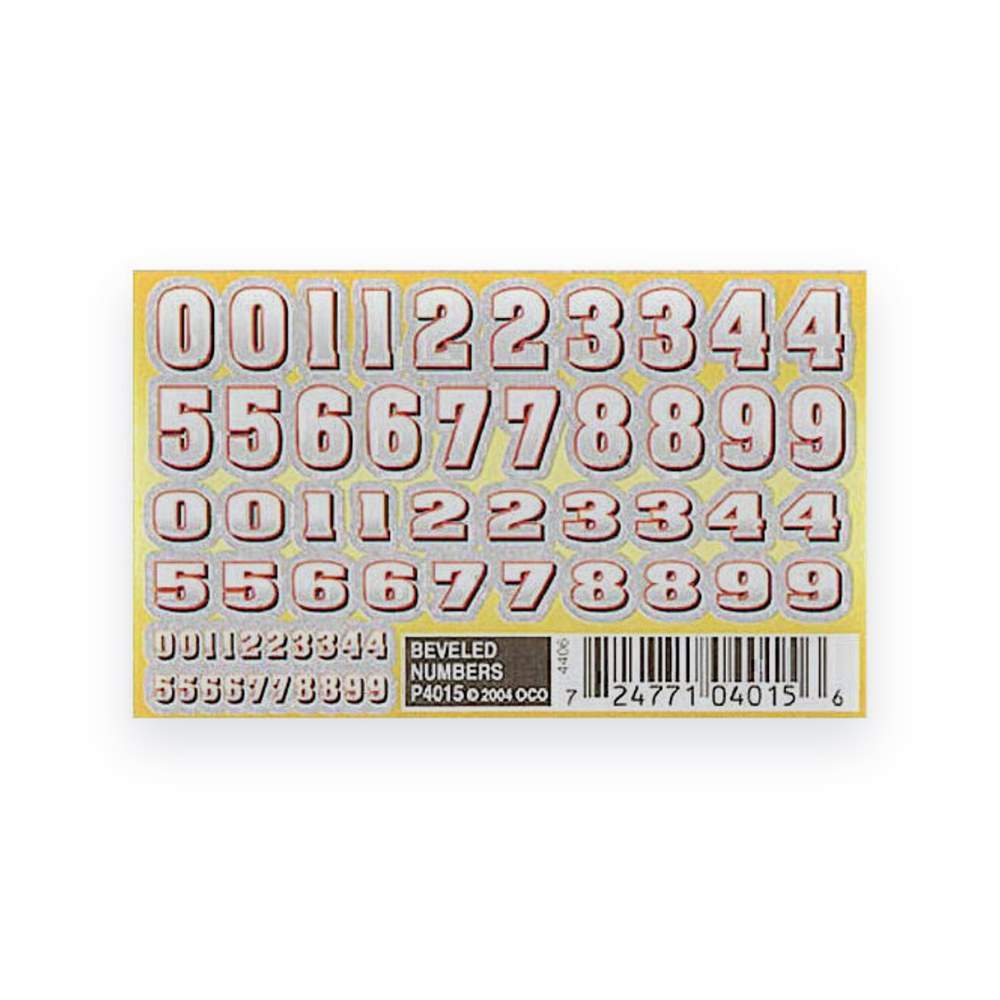 Pinecar Dry Transfer Decals, Beveled Numbers