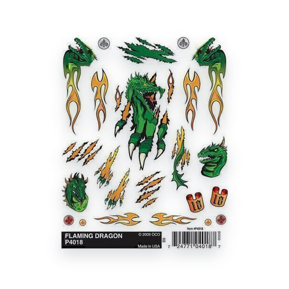 Pinecar Dry Transfer Decals, Flaming Dragon