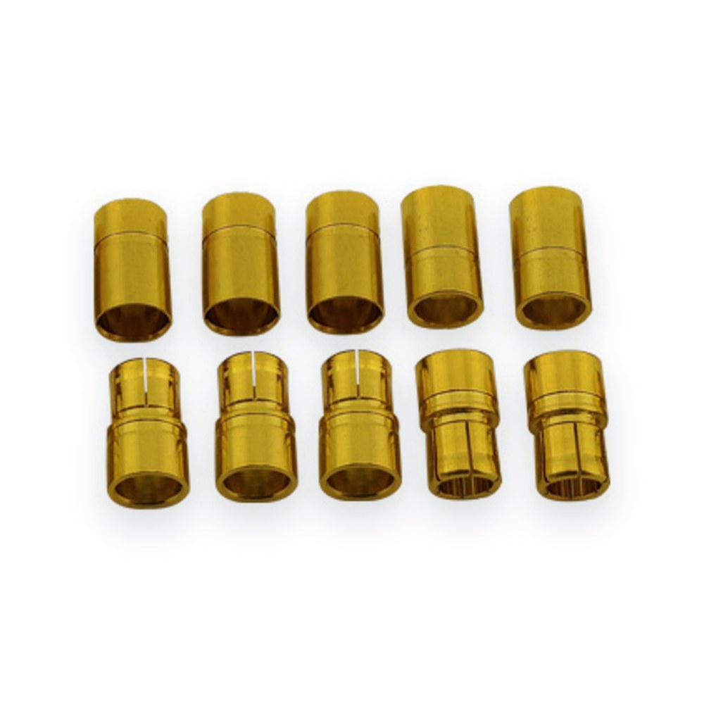 Racers Edge Banana Plugs, 8mm Gold Plated, Male & Female, 5 Pair