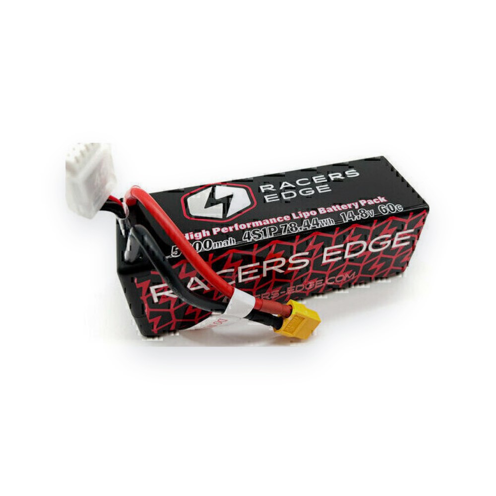 Racers Edge 4S 14.8V LiPo Battery, 5300mAh 60C, Hard Case, XT60
