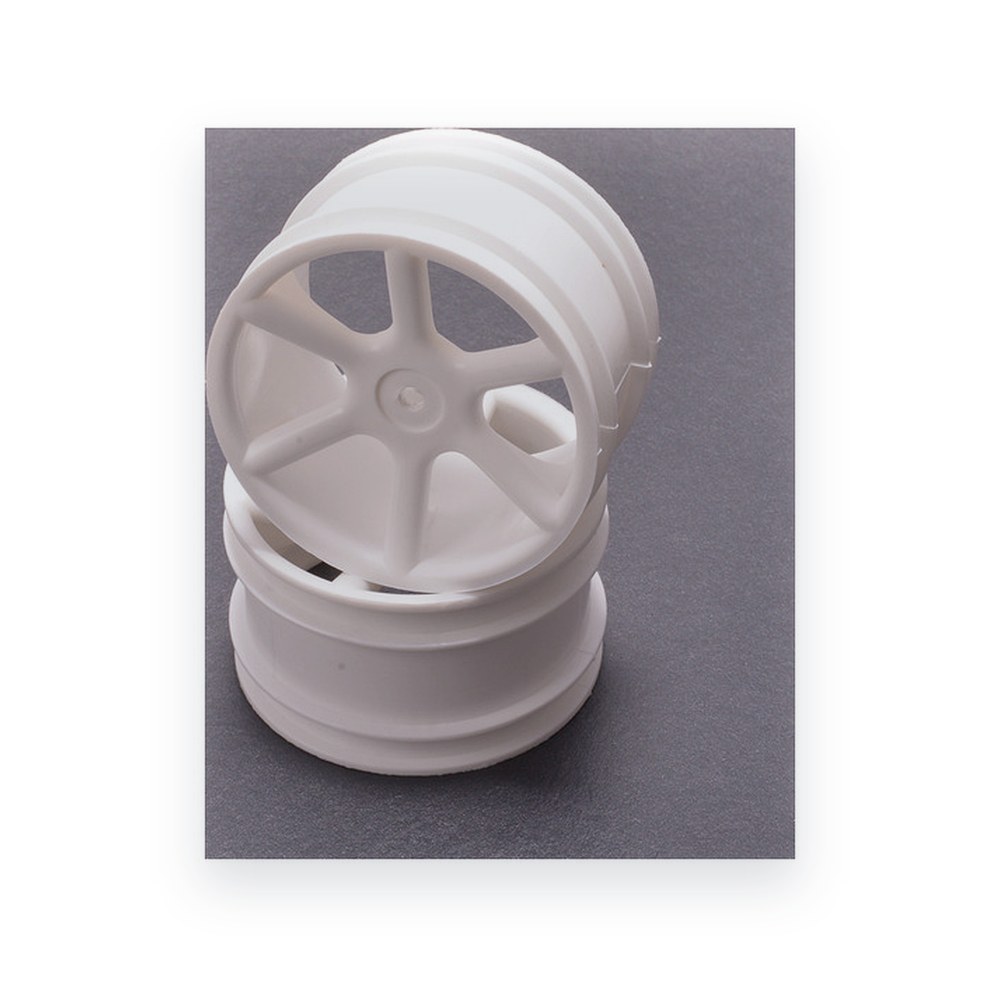 Schumacher JC 6 Spoke 2.2 Rear White Wheel, Cat/Coug 2k, Pair