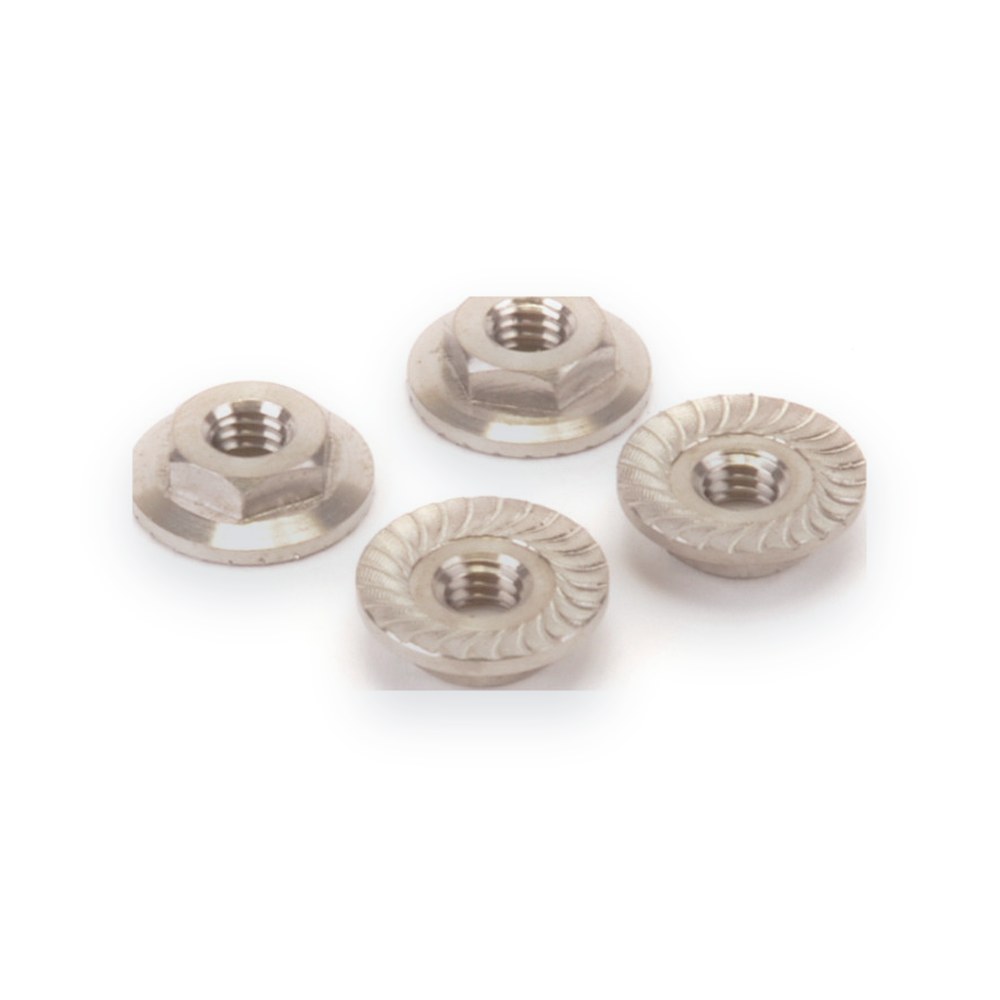 Schumacher Titanium Low Profile M4 Serrated Nut, pk4