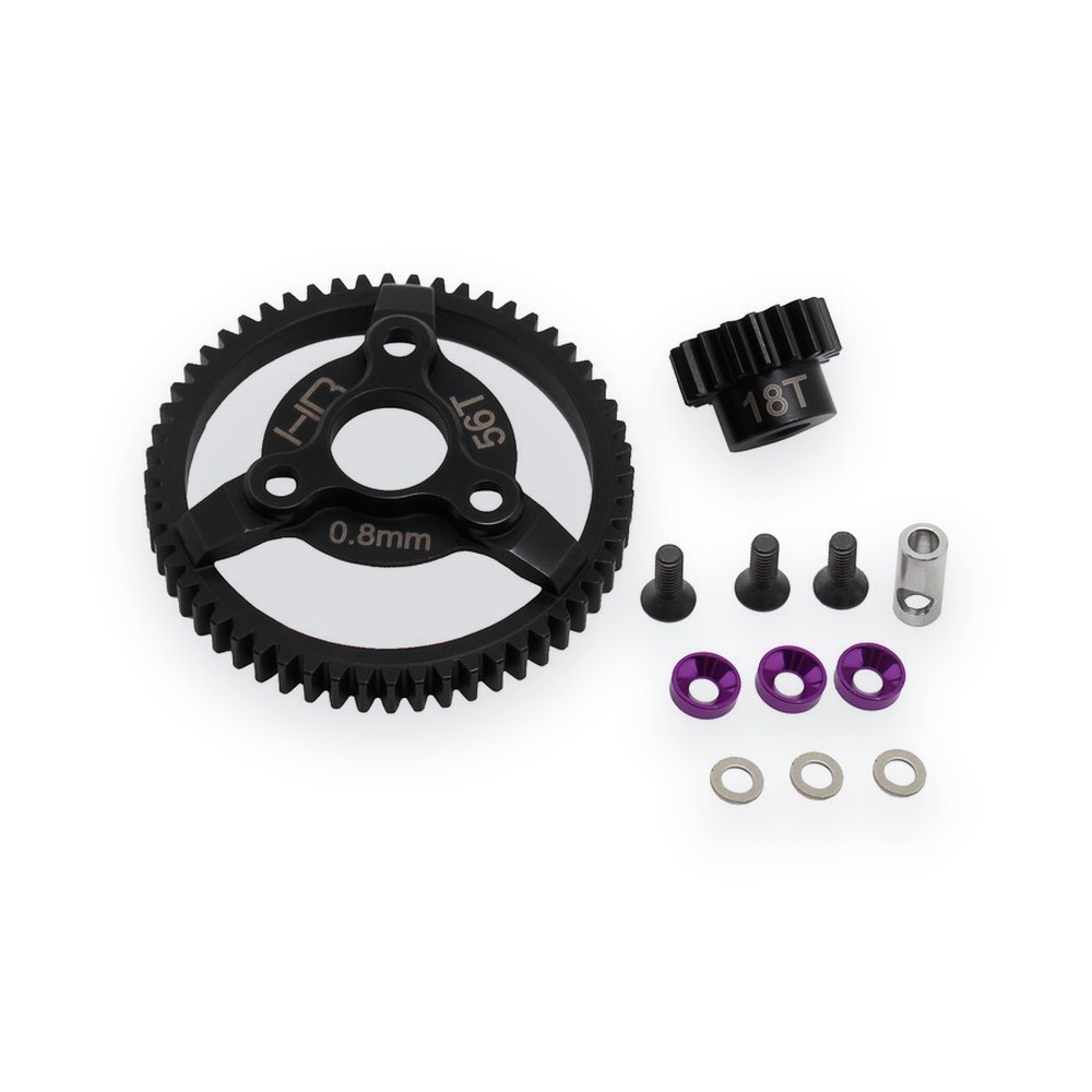 Hot Racing TRA Steel Pinion and Spur Gear Set, 18t/56t 32p (Purple)