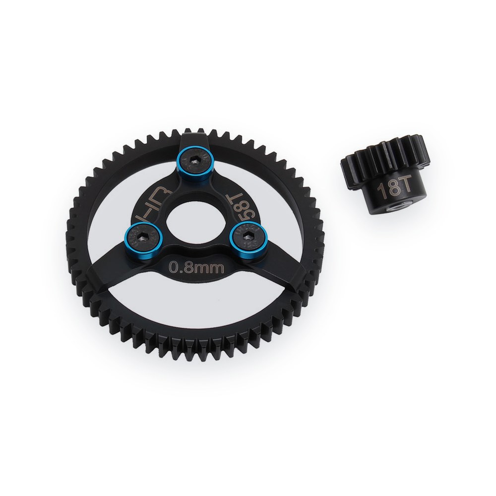 Hot Racing TRA Steel Pinion and Spur Gear Set, 18t/58t 32p (Blue)
