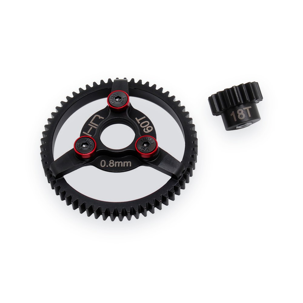 Hot Racing TRA Steel Pinion and Spur Gear Set, 18t/60t 32p (Red)