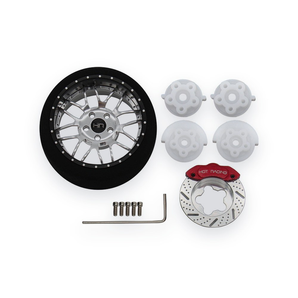 Hot Racing Aluminum Steering TX Wheels, Silver 8 Double Spoke