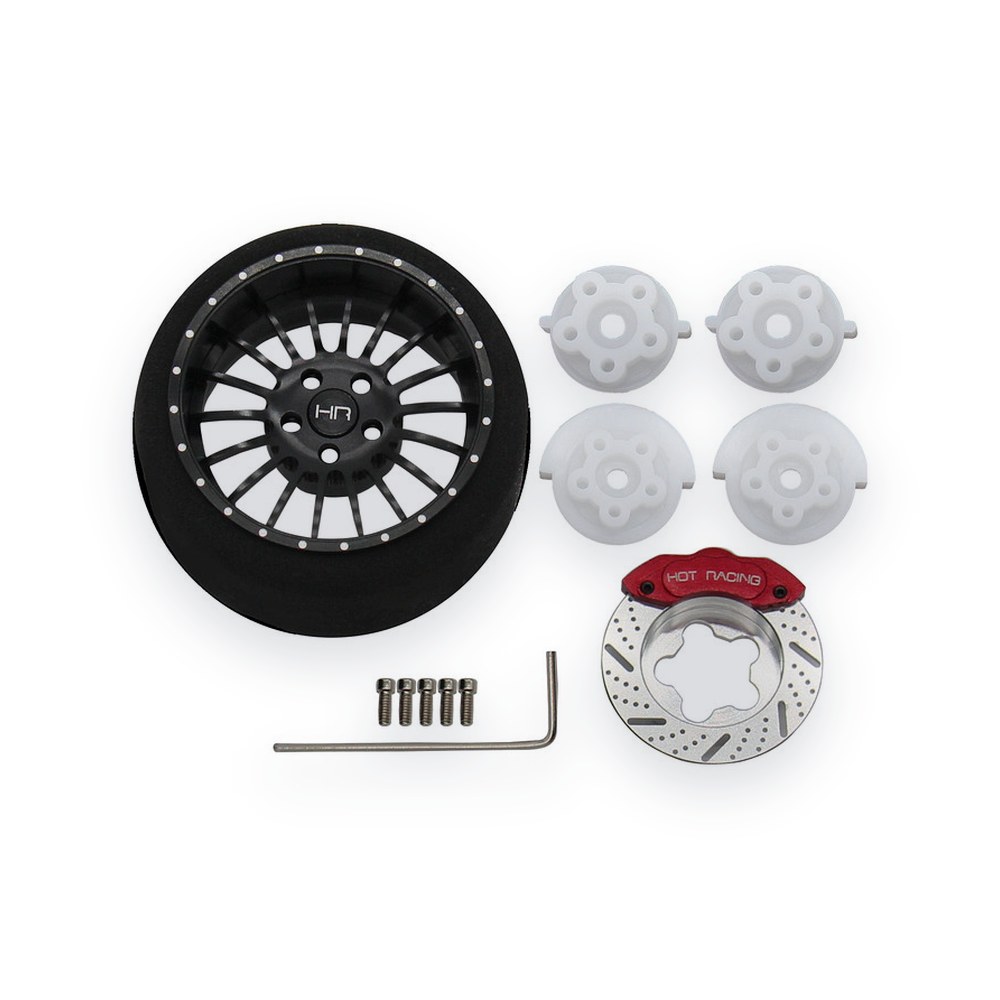 Hot Racing Aluminum Steering TX Wheel, Black 18 Spoke