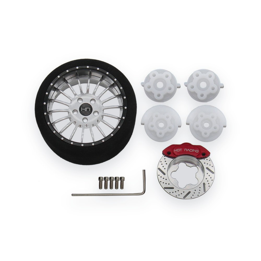 Hot Racing Aluminum Steering TX Wheel, Silver 18 Spoke