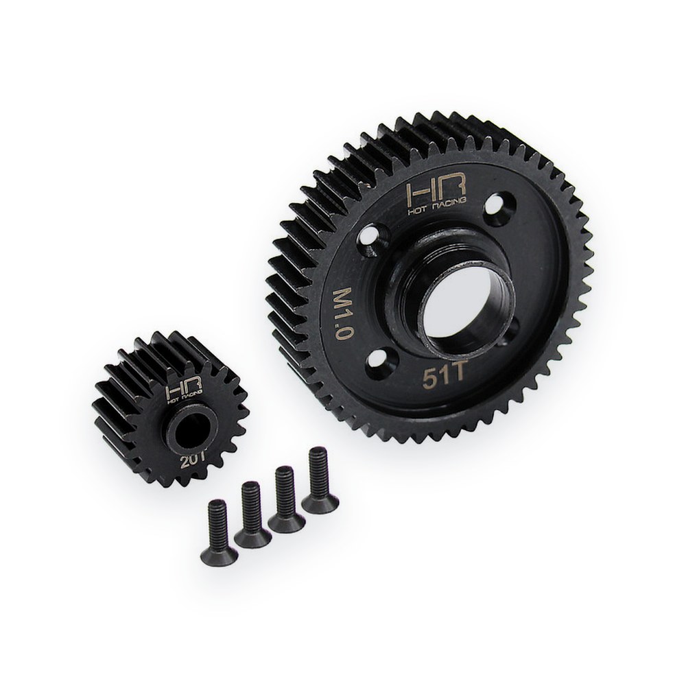 Hot Racing Steel Center Diff Gear Set, 20/51T, Mod 1