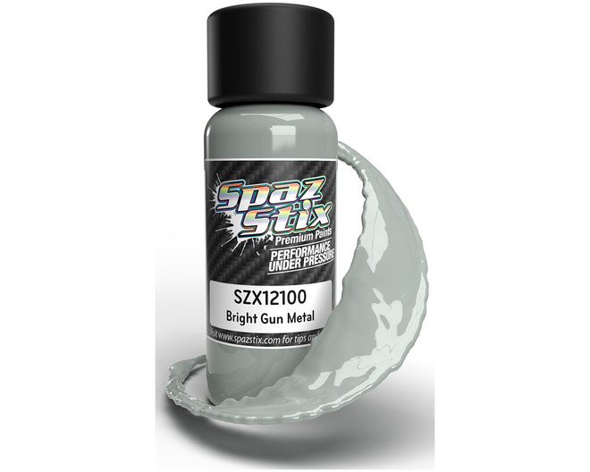 Bright gunmetal color Airbrush Ready Paint 2oz Bottle