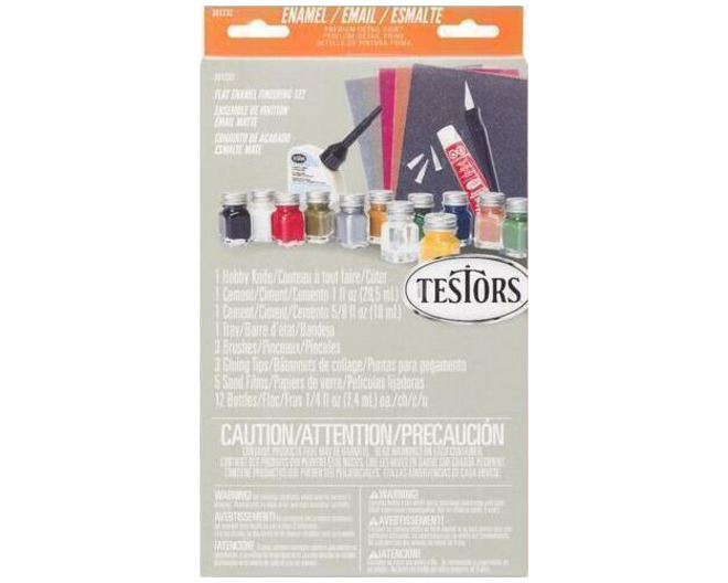 Complete Military Finishing Set Gray Box Flat Enamel - 12 Bottle