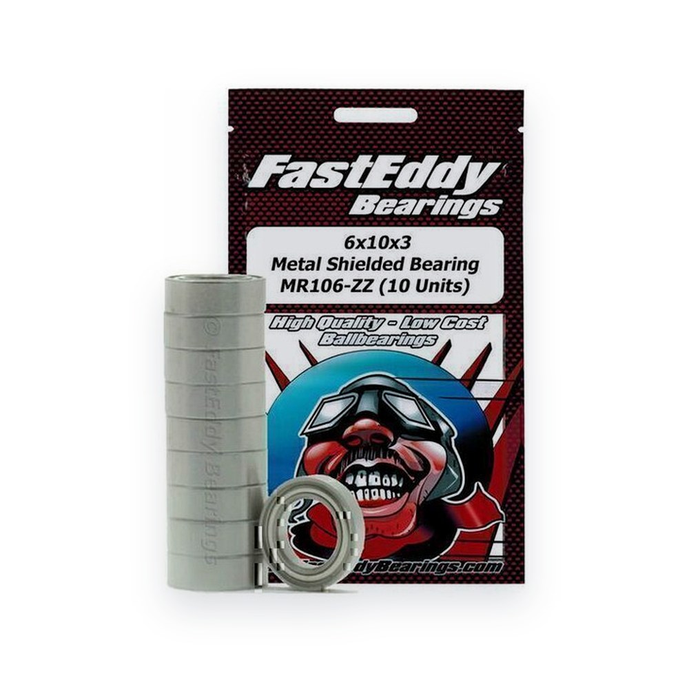 FastEddy Tamiya 1060 Metal Shielded Replacement Bearing, 6x10x3, 10 Units