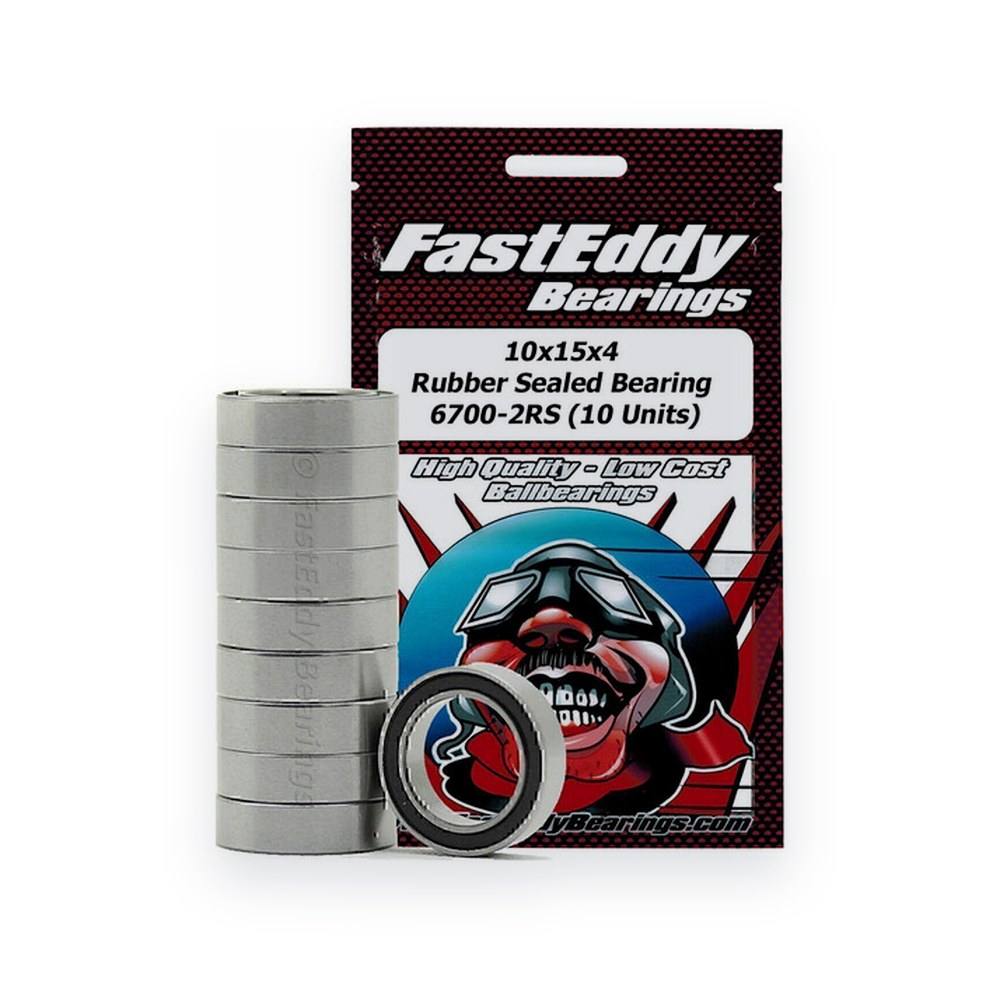 FastEddy Rubber Sealed Bearing, 10x15x4, 6700-2RS, 10 Units
