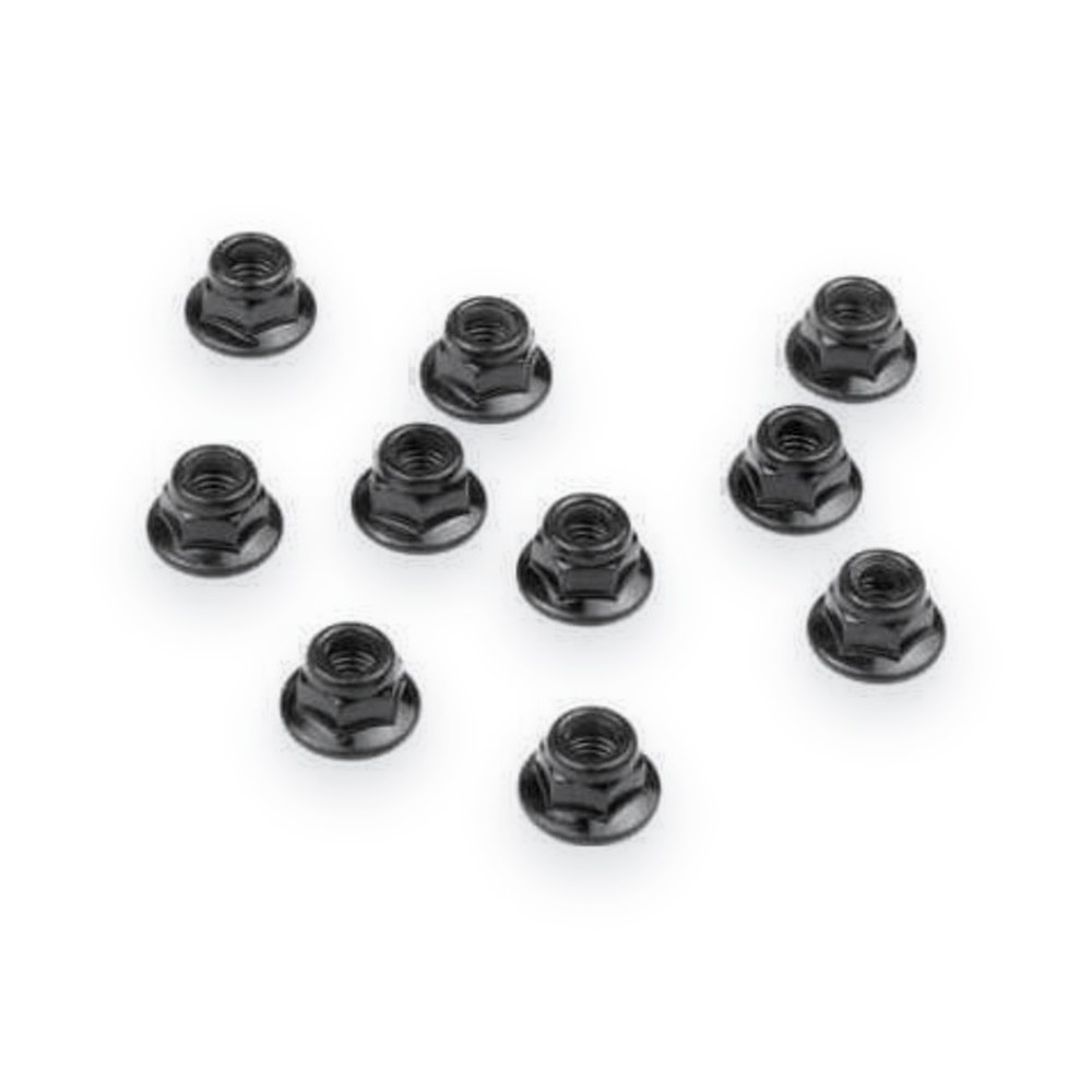 Tekno RC M5 Locknuts, Flanged, Black, 10 Pieces