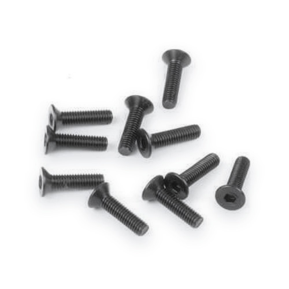 Tekno RC M3x12mm Flat Head Screws, Black, 10 Pieces