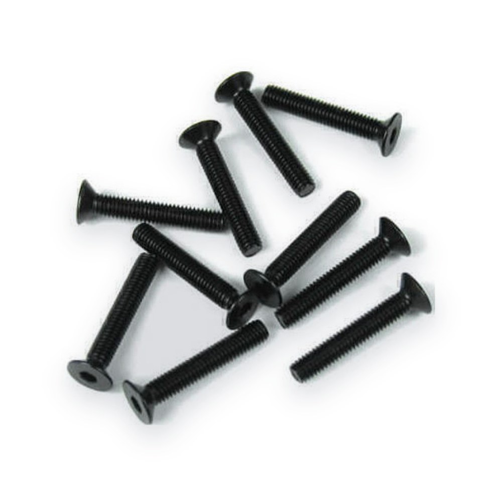 Tekno RC M3x18mm Flat Head Screws, Black, 10 Pieces