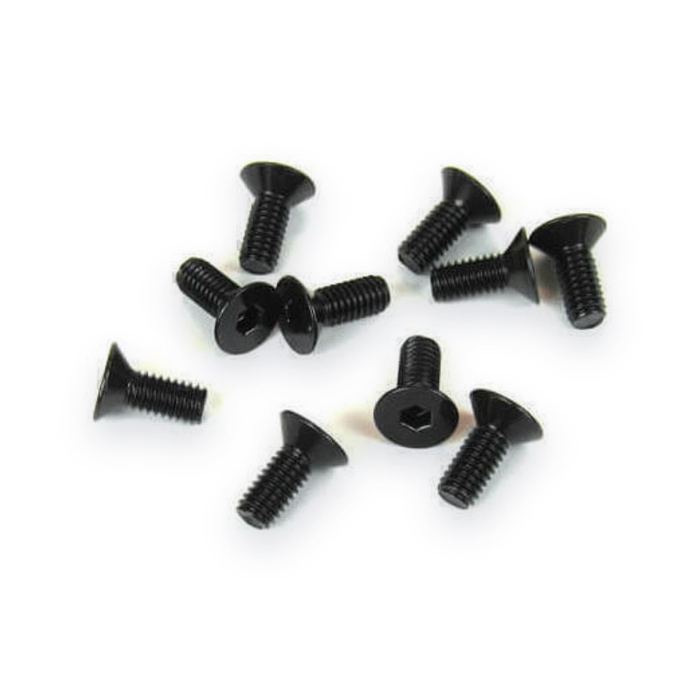 Tekno RC M4x10mm Flat Head Screws, Black, 10 Pieces
