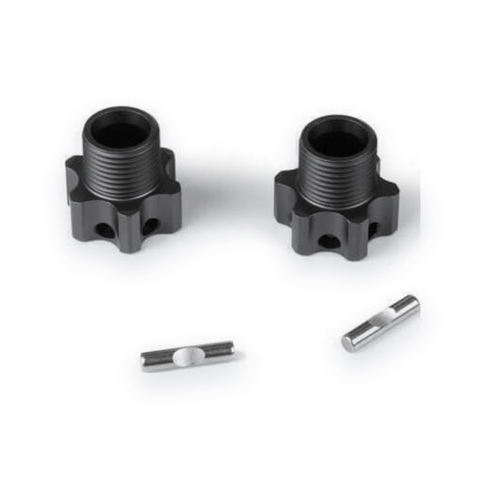 Tekno RC Lightened Gunmetal Anodized Wheel Hubs, +4mm, With Pins, 2 Pieces