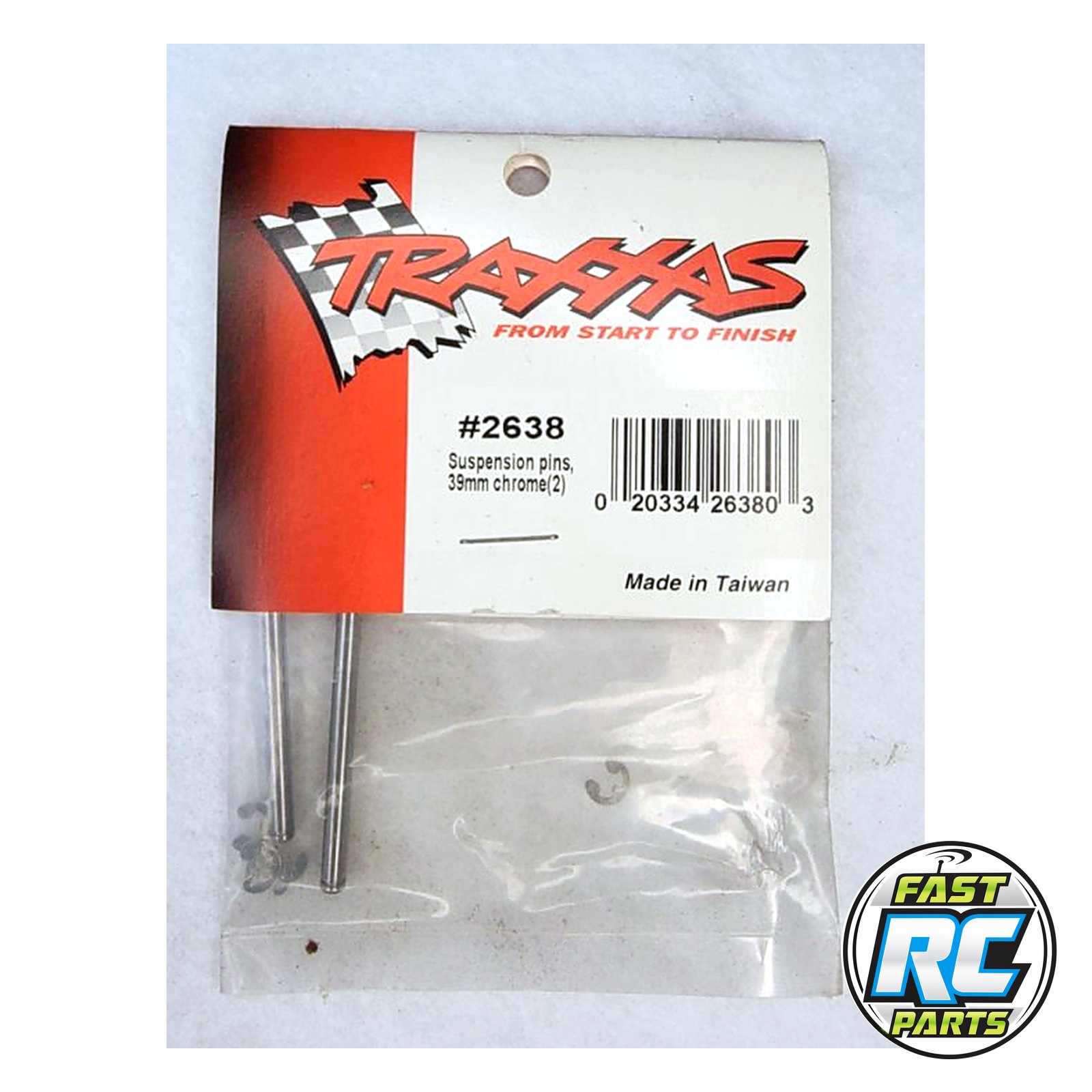 Traxxas Suspension Pins, 39mm Hard Chrome (2), with E-Clips (4)