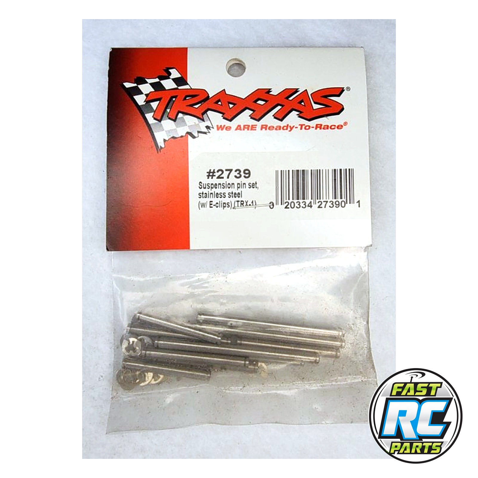 Suspension pin set, stainless steel (w/ E-clips)