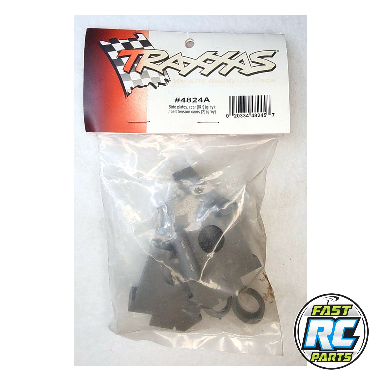 Traxxas Rear Side Plates, Left & Right, Grey / Belt Tension Cams (2), Grey