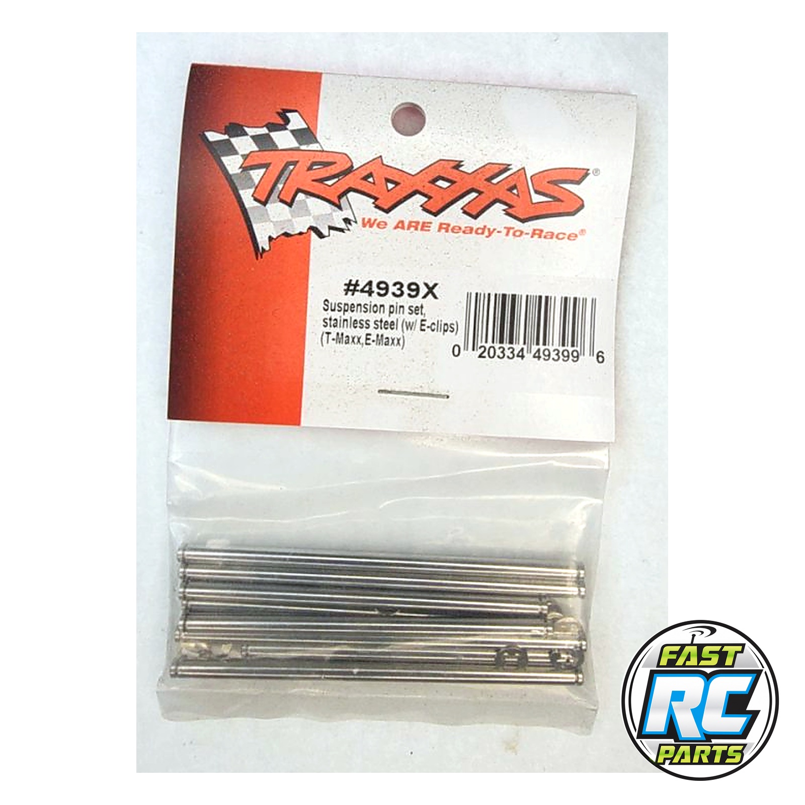 Suspension pin set, stainless steel (w/ E-clips)