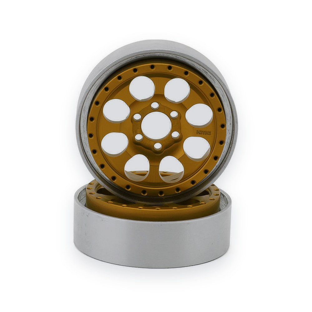 Vanquish Products KMC 2.2 KM237 Riot Beadlock Crawler Wheels, Gold (2)