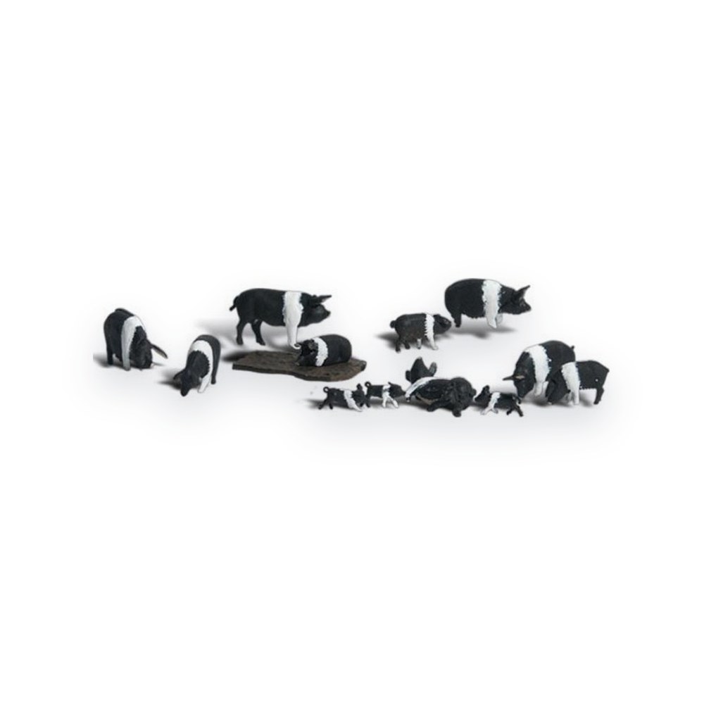 Woodland Scenics HO Scale Hampshire Pigs