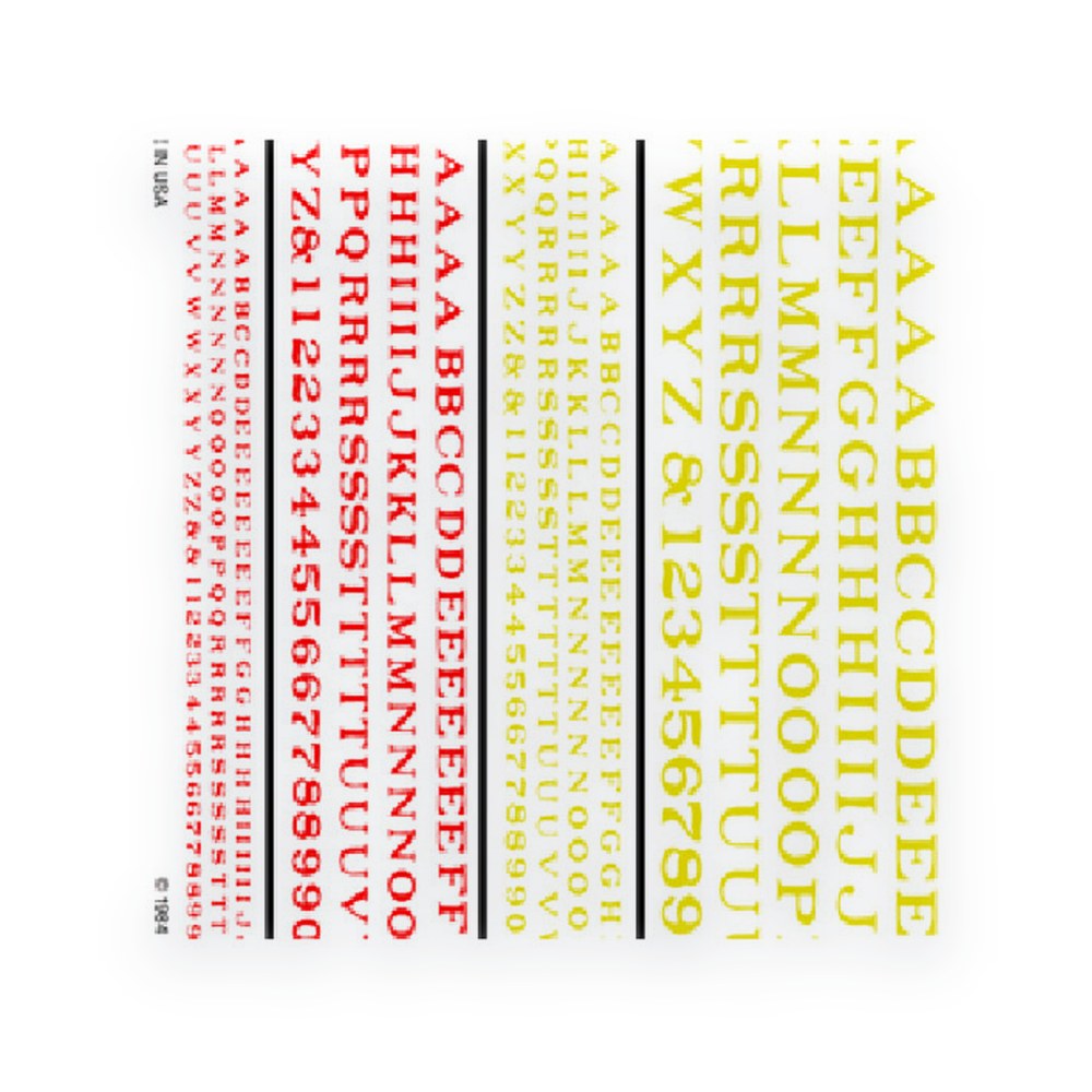 Woodland Scenics Railroad Roman Letters, Red/Yellow