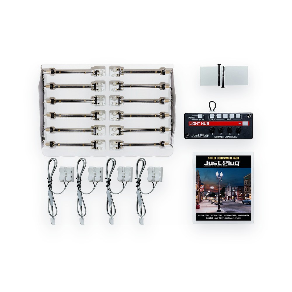Woodland Scenics HO Scale Double Lamp Post, Value Pack